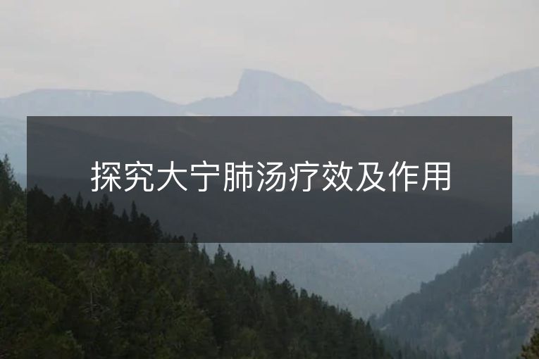 探究大宁肺汤疗效及作用 探究大宁肺汤疗效及作用